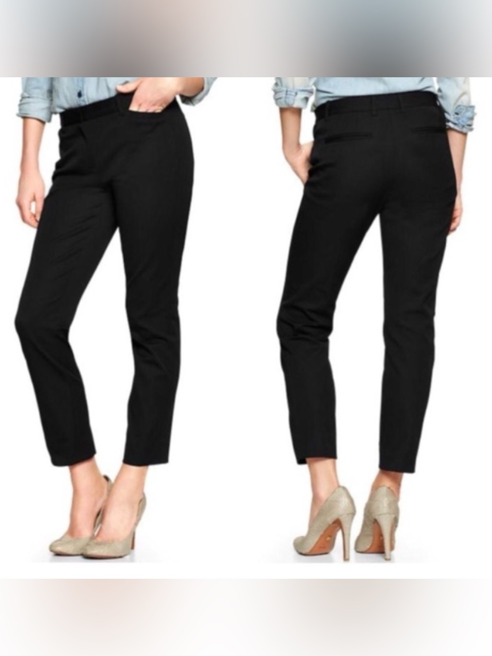 Banana Republic black stretchy dress pants size 2 Sloan cigarette Audrey